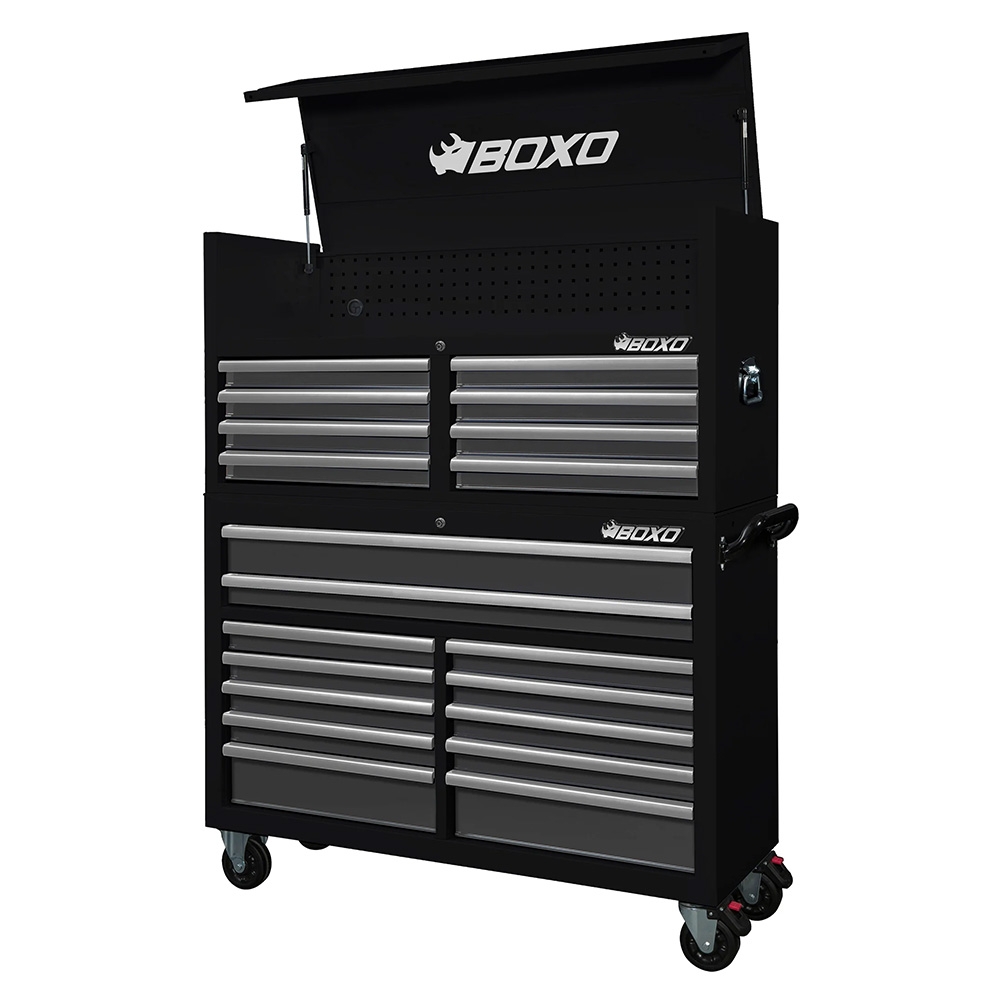 53" 20 Drawer Toolbox Stack with Drawer Trim Pack Black Body with